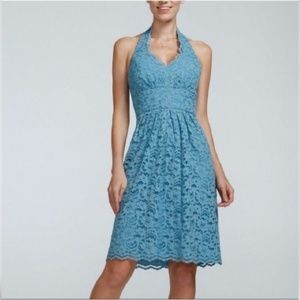 Davids bridal short halter prom, bridesmaid dress